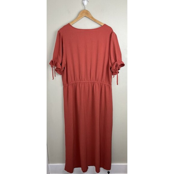 Näif‎ Women's Maxi Dress Button Front Coral Short Sleeve 1X - Picture 2 of 8